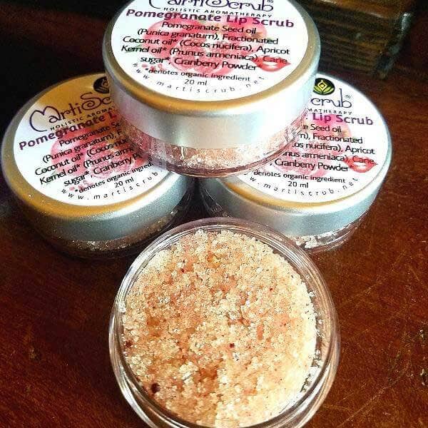 Pomegranate Lip Sugar Scrub jars showcasing the hydrating and natural ingredients for smooth, moisturized lips.