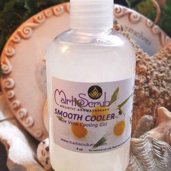 SKIN COOLING GEL in 4 oz PET bottle, ideal for soothing sunburn and refreshing skin with Aloe Vera and essential oils.